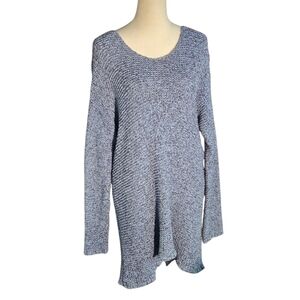 J.Jill Pure Jill Women's Blue Knit Sweater Tunic Length Hi Lo Hem Women M